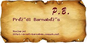 Prádl Barnabás névjegykártya